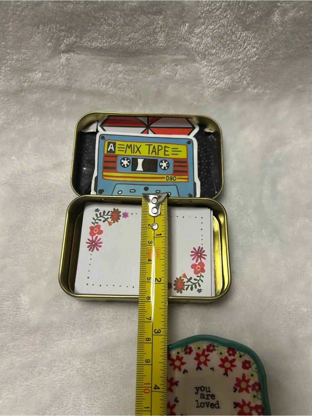 Natural Life Always Remember Tin Prayer Box Trinket Dish floral flower design